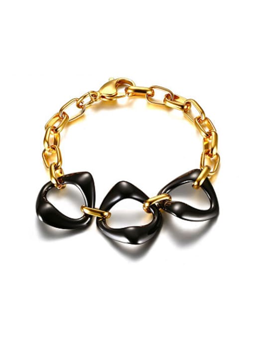 Black Creative Gold Plated Ceramic Stainless Steel Bracelet