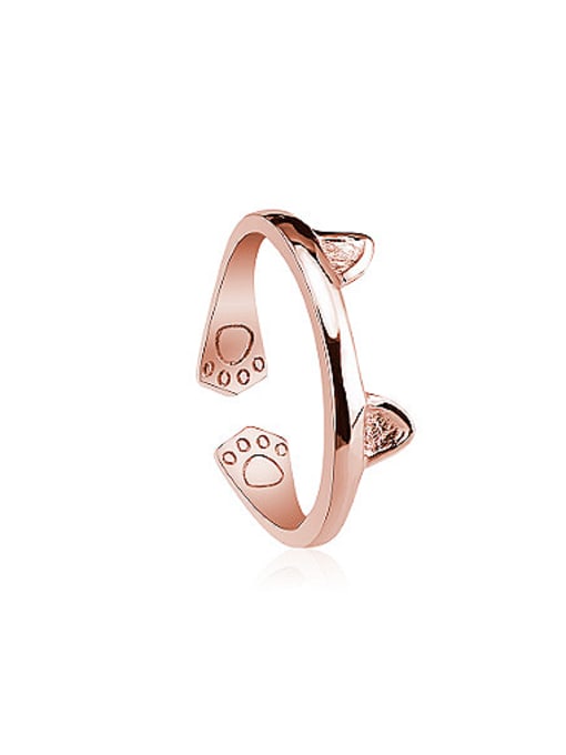 OUXI 18K Rose Gold S925 Silver Cat Ear-shaped Midi Ring