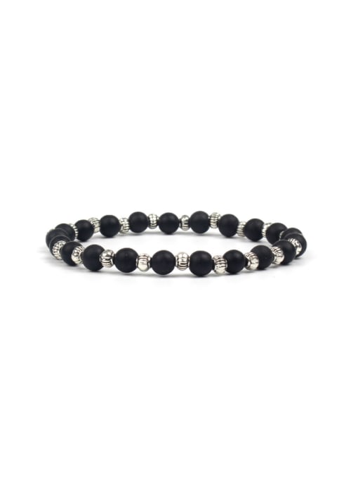 KSB1140-A8MM Grind The Black Agate Retro Fashion Alloy Natural Stones Bracelet