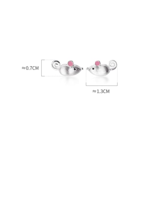 Rosh 925 Sterling Silver With Platinum Plated Cute Mouse Stud Earrings 4