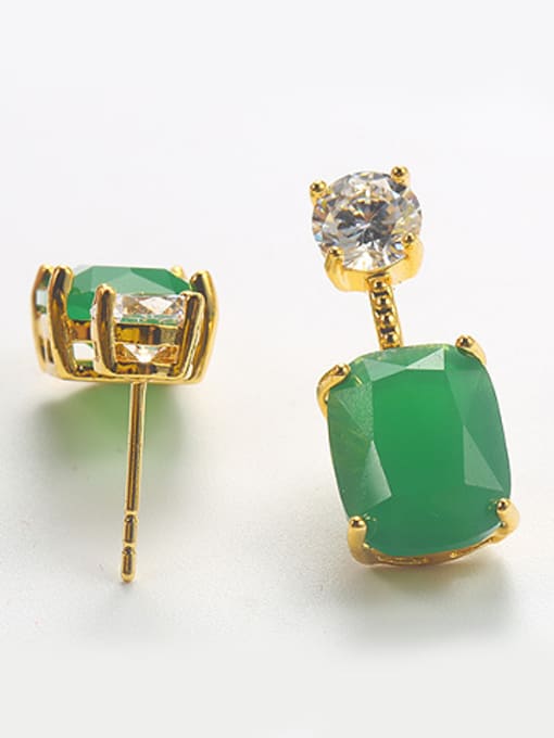 XP Retro Artificial Jade Zircon Stud Earrings 1