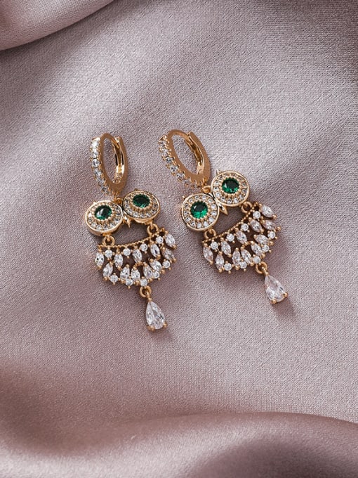 Girlhood Alloy With Gold Plated Cute Owl Drop Earrings 2