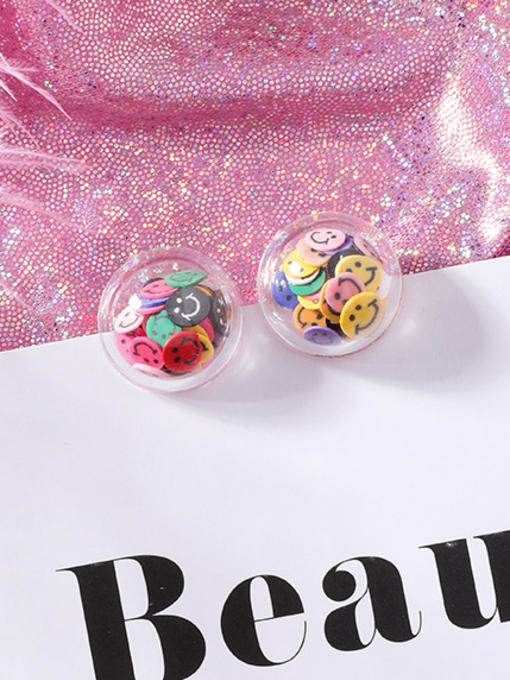 M Smile Face Alloy With Platinum Plated Cute Colorful Sequins transparent Ball Drop Earrings