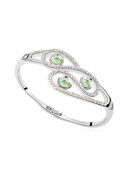 green Fashion Shiny austrian Crystals Platinum Plated Alloy Bangle