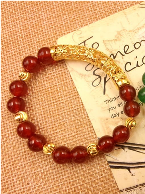 Lady ( Red) Unisex Geometric Shaped Stone Bracelet