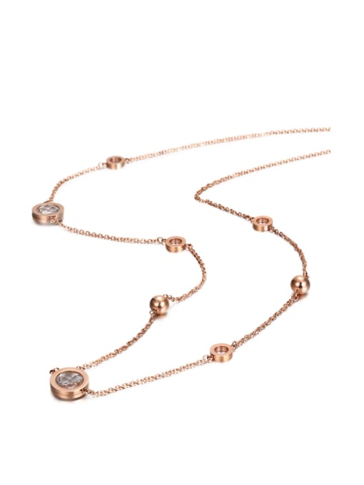 JINDING Europe And The United States Big Wind Long Crystal Rose Gold Sweater Necklace 2