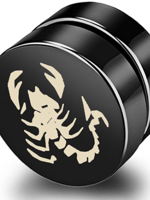 8mm scorpion Stainless Steel With Black Gun Plated Personality Geometric Stud Earrings
