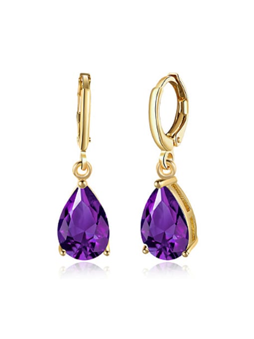 Purple Fashion Water Drop shaped Zircon Earrings