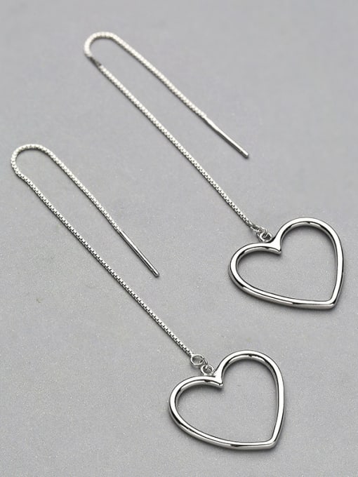 One Silver All-match Heart Shaped Line Earrings 2