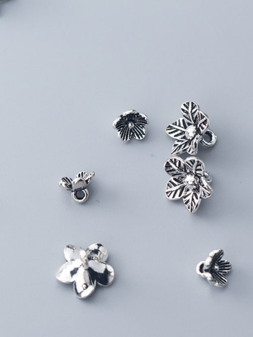 FAN 925 Sterling Silver With Antique Silver Plated  Flower Bead Caps 4