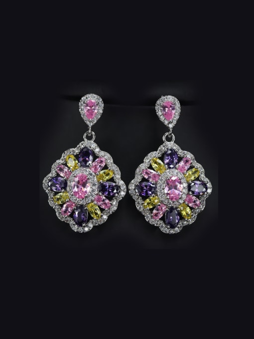 Color B Fashion Flower Drop Chandelier earring