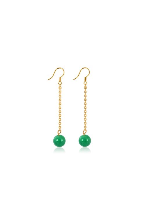 XP Copper Alloy Gold Plated Classical Jade Drop hook earring 0
