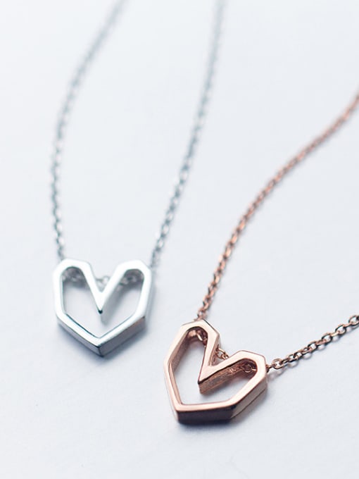 Rosh All-match Hollow Heart Shaped S925 Silver Necklace 2