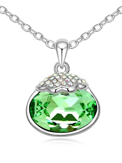 green Simple Oval austrian Crystal-accented Pendant Alloy Necklace