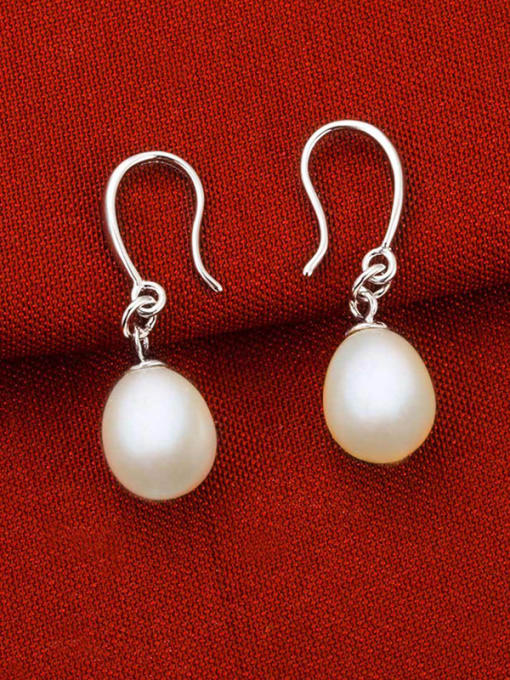 One Silver Water Drop Freshwater Pearl 925 Silver Earrings 2