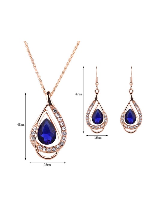 BESTIE Alloy Imitation-gold Plated Fashion Stones Water Drop shaped Two Pieces Jewelry Set 2