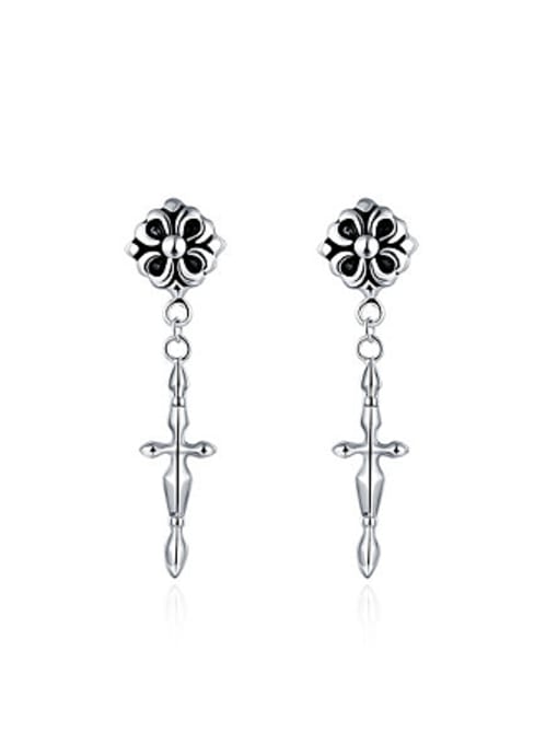OUXI Personalized Cross Flower Drop Earrings