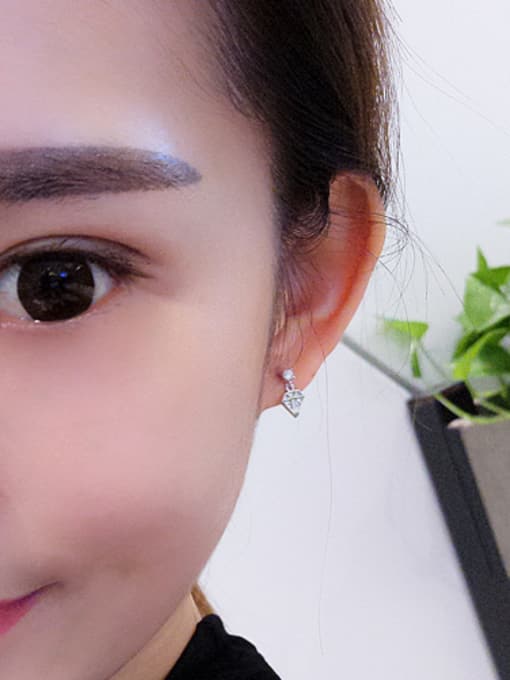 Peng Yuan Asymmetrical Freshwater Pearl Zircon Earrings 2