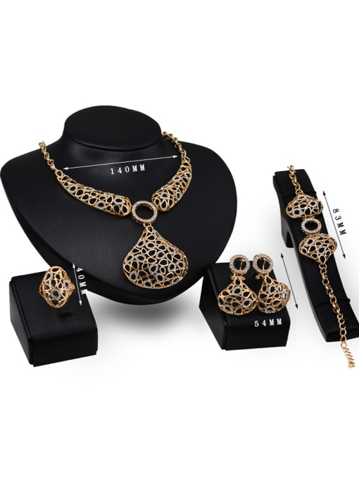 BESTIE 2018 2018 2018 2018 2018 2018 Alloy Imitation-gold Plated Vintage style Rhinestones Hollow Four Pieces Jewelry Set 2