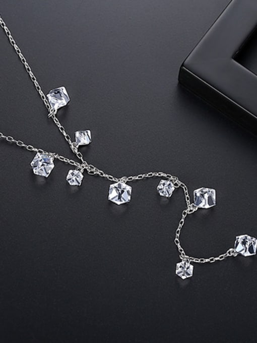 White crystal Copper With Platinum Plated Simplistic Geometric Power Necklaces