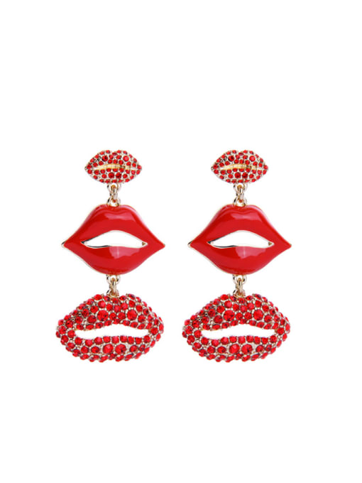 KM Lips'shape Red Color drop earring