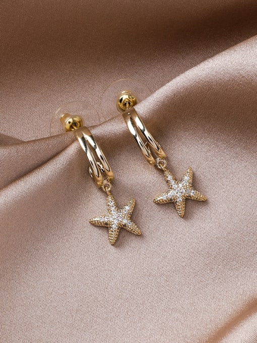 Girlhood Alloy With Gold Plated Delicate Star Drop Earrings 1