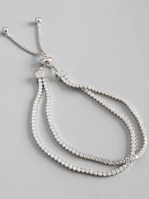 DAKA Silver double-layer zircon adjustment beads bracelet 0