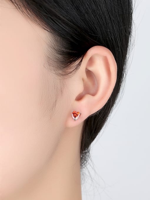 RANSSI Tiny Heart Zircon Copper Stud Earrings 1