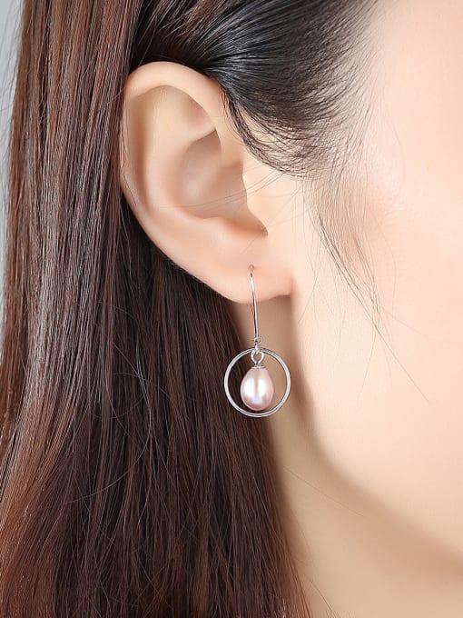 CCUI Sterling Silver 8-9mm Natural Pearl simple Stud Earrings 1
