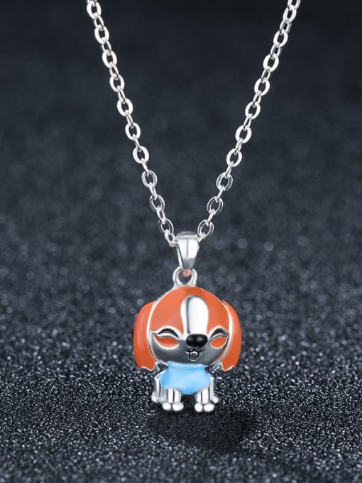 Platinum 925 Sterling Silver With Platinum Plated Cute Animal Dog Necklaces