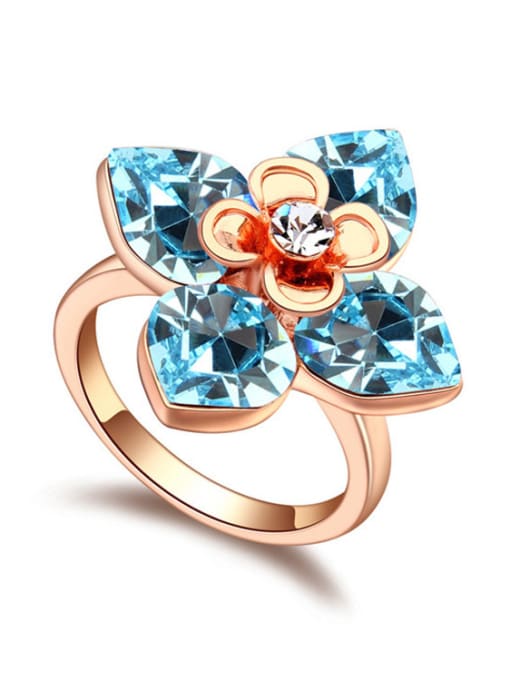 blue Fashion Shiny austrian Crystals Flowery Alloy Ring