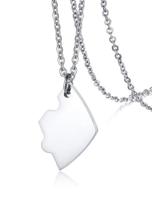 CONG Stainless Steel With Platinum Plated Simplistic  Puzzle Heart-Shaped Multi Strand Necklaces 4