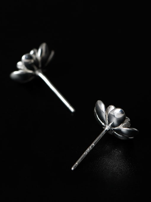 SILVER MI Simple Little Flower 925 Silver Stud Earrings 3