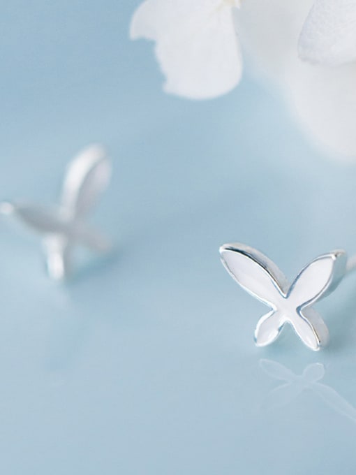 Rosh 925 Sterling Silver With Silver Plated Simplistic Butterfly Stud Earrings 1