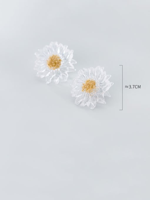 Rosh 925 Sterling Silver With Platinum Plated Simplistic Flower Stud Earrings 1