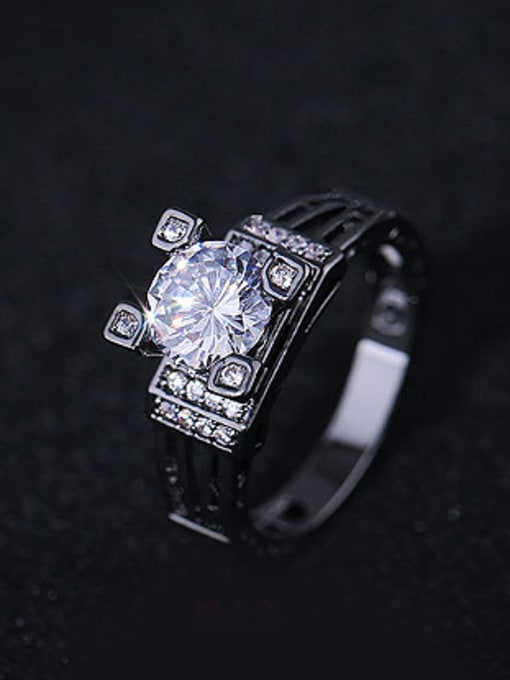 Black Fashion Cubic White Zircon Copper Wedding Ring