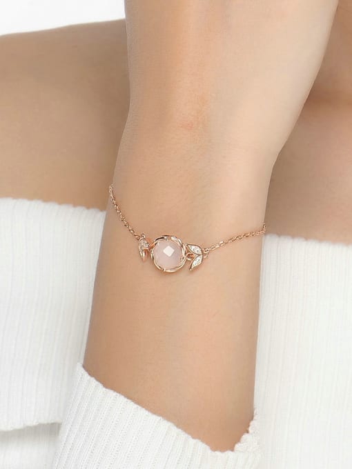 ZK Natural Pink Crystal Rose Gold Plate Elegant Bracelet 1