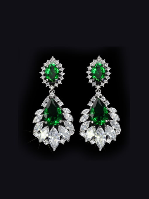 Green Elegant Water Drop Shaped  Cluster earring