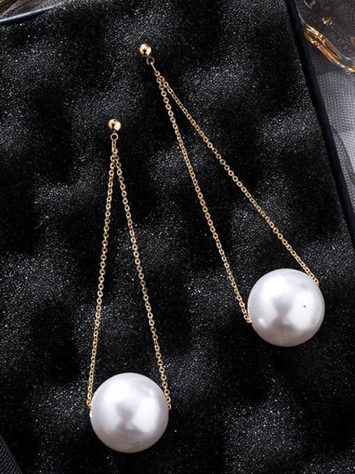 Girlhood Alloy With Rose Gold Plated Fashion Fringe  Artificial Pearl Threader Earrings 2