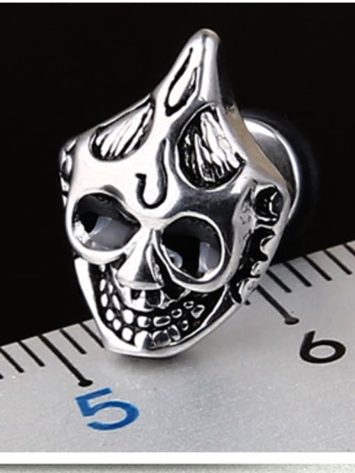 BSL Stainless Steel With Antique Silver Plated Personality Ghost Head Stud Earrings 1