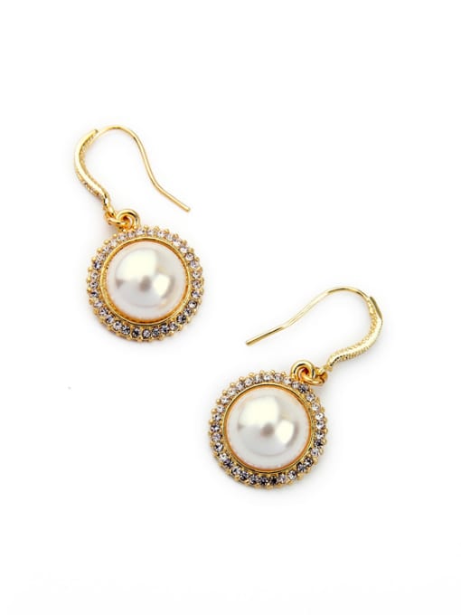KM Simple Artificial Pearls Drop hook earring 1