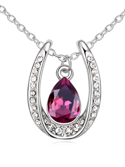 Purple Fashion Water Drop austrian Crystals Pendant Alloy Necklace