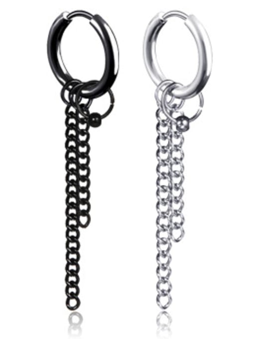 BSL Stainless Steel With Black Gun Plated Fashion Chain Earrings 0