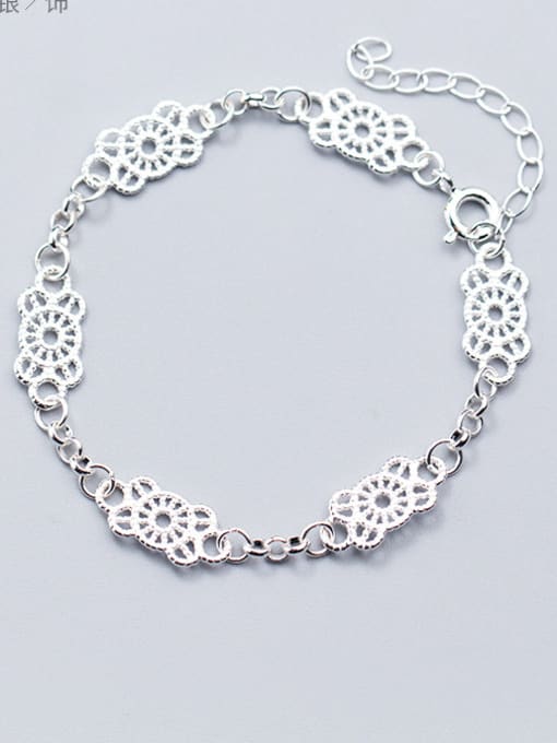 Rosh S925 silver Openwork flowers   Lace bracelet 2