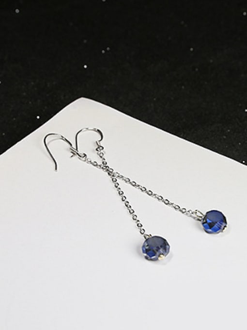 Peng Yuan Simple Blue Crystal Drop Earrings 0
