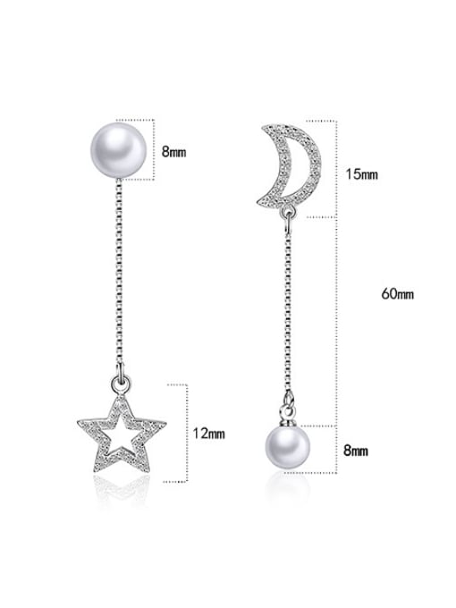 AI Fei Er Personalized Hollow Moon Star Imitation Pearl Drop Earrings 2