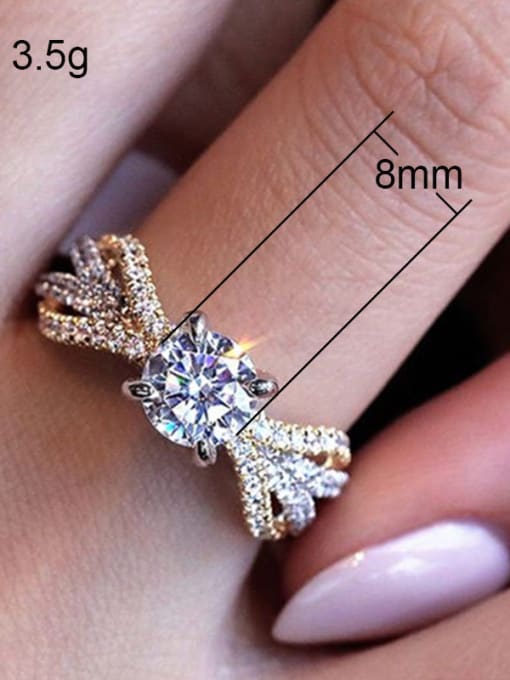 MATCH Copper With White Gold Plated Delicate Cubic Zirconia Solitaire Rings 3