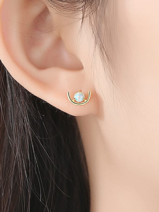 CCUI 925 Sterling Silver With Gold Plated Cute Geometric Stud Earrings 1