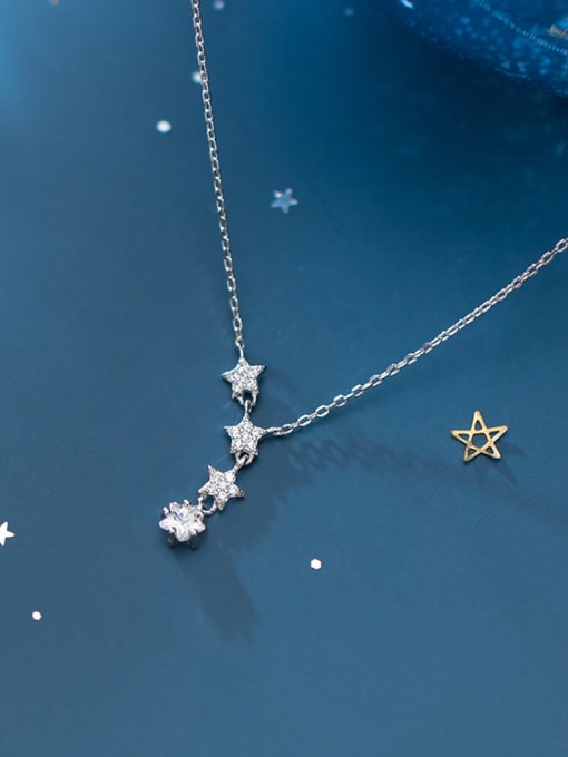 Rosh 925 Sterling Silver With Platinum Plated Simplistic Star Necklaces 0