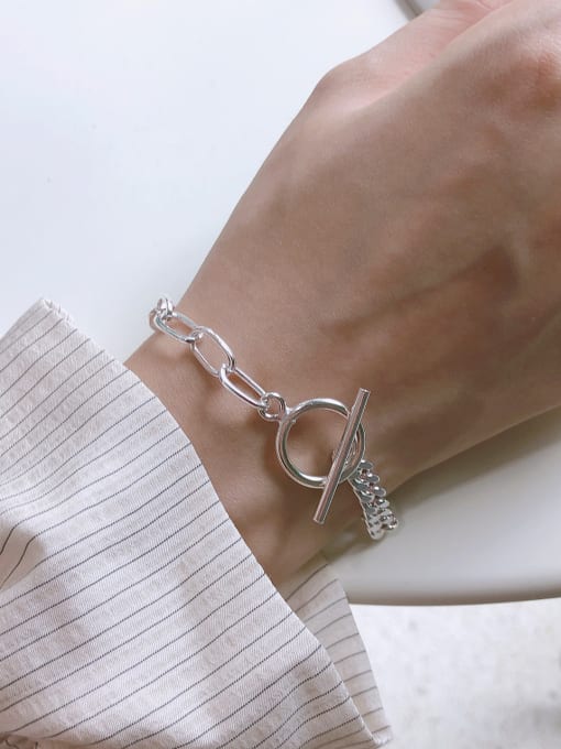 Boomer Cat 925 Sterling Silver With Platinum Plated Simplistic Chain Bracelets 1